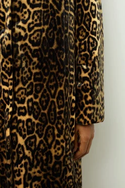 Fashion Leopard velvet straight coat - LEUNDA Coats