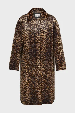 Fashion Leopard velvet straight coat - LEUNDA Coats