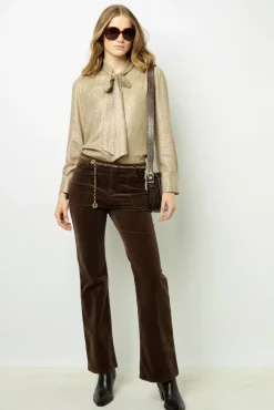 Online Lurex shirt with lavaliere collar - BESSIE Shirts & Blouses