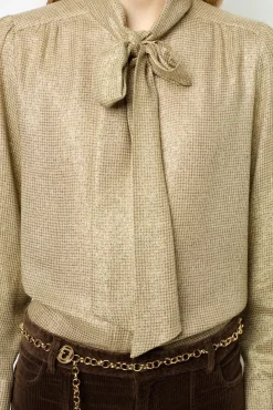 Online Lurex shirt with lavaliere collar - BESSIE Shirts & Blouses