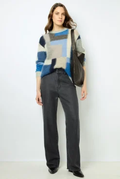 Online Mohair color block sweater - JANYCE Knitwear