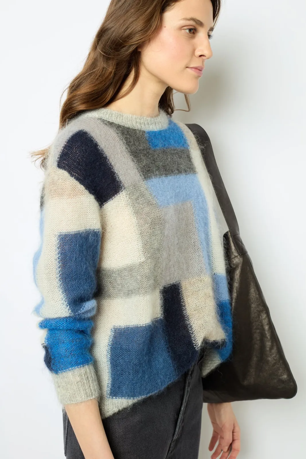 Online Mohair color block sweater - JANYCE Knitwear