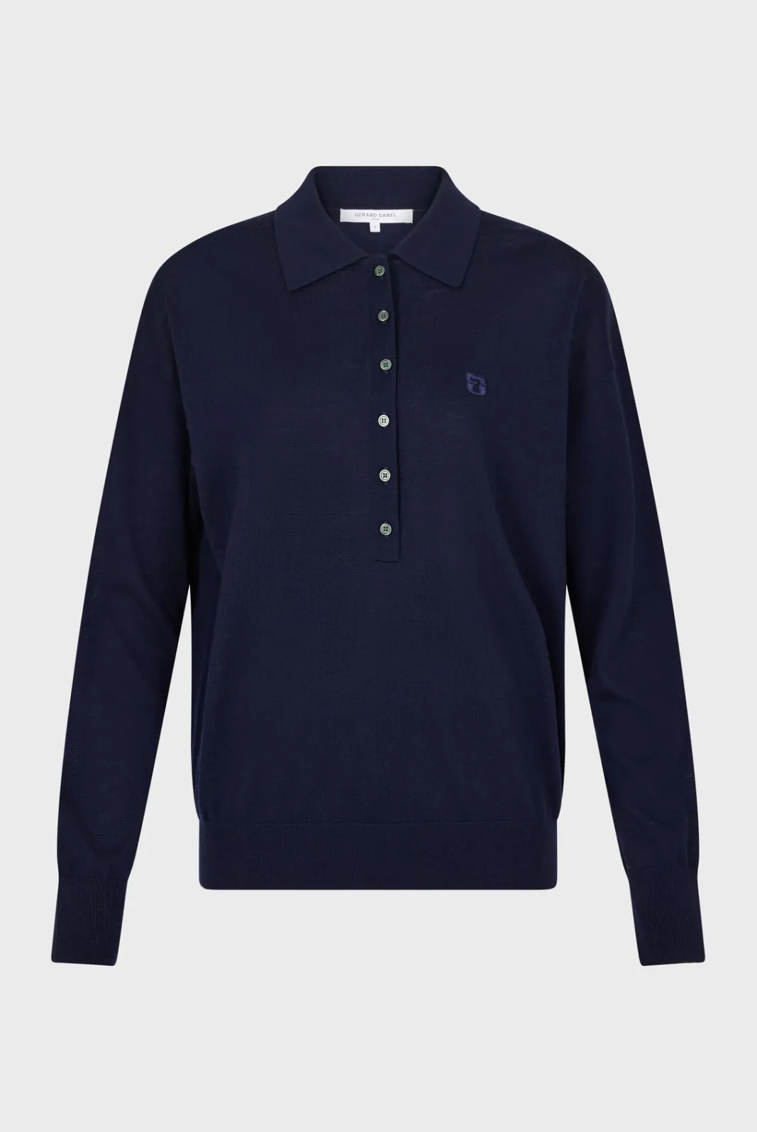 Sale Navy blue fine wool polo shirt - JENNY Knitwear