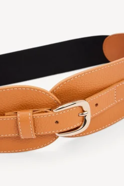Online OLYMPE - Grainy leather belt with elastic back Belts