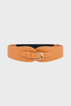 Online OLYMPE - Grainy leather belt with elastic back Belts