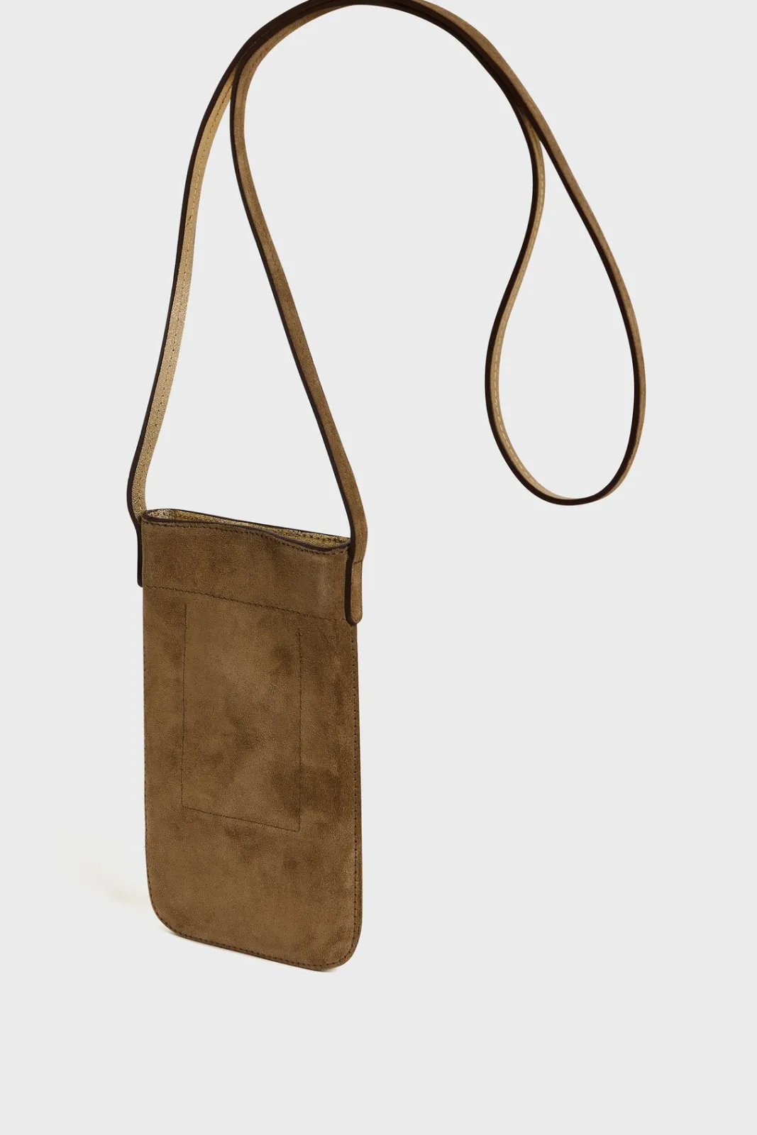 Sale Phoneholder in suede leather metallic inside - LADYPHONE Leather Goods