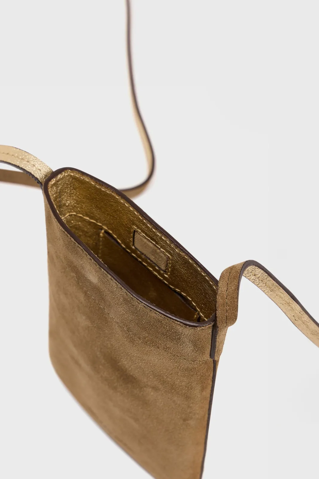 Sale Phoneholder in suede leather metallic inside - LADYPHONE Leather Goods