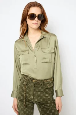 Outlet Plain satin blouse - BRIGITTE Shirts & Blouses