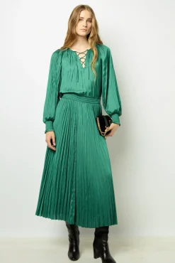 Best Pleated satin blouse - BABETH Skirts