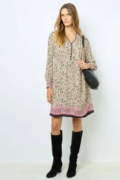 Discount Printed V-neck straight dress - SALINE Dresses