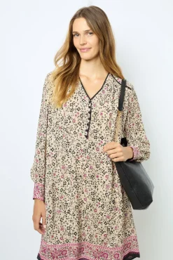 Discount Printed V-neck straight dress - SALINE Dresses