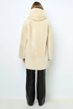 Online Reversible shearling coat with shawl collar - LEOCADIE Leather & Pelts
