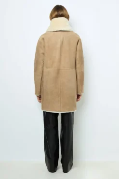 Online Reversible shearling coat with shawl collar - LEOCADIE Leather & Pelts
