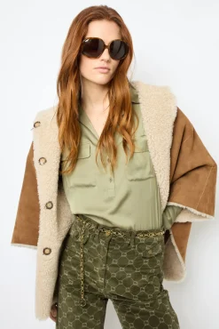 Clearance Shearling cape coat - LORIANE Leather & Pelts