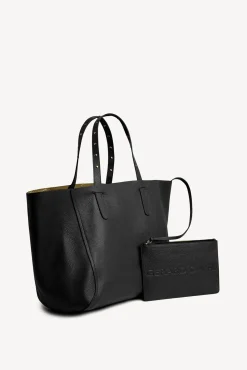 Sale Shopping bag in grainy leather metallic inside - SIMPLE 2 Handbag|Cabas & Tote Bags