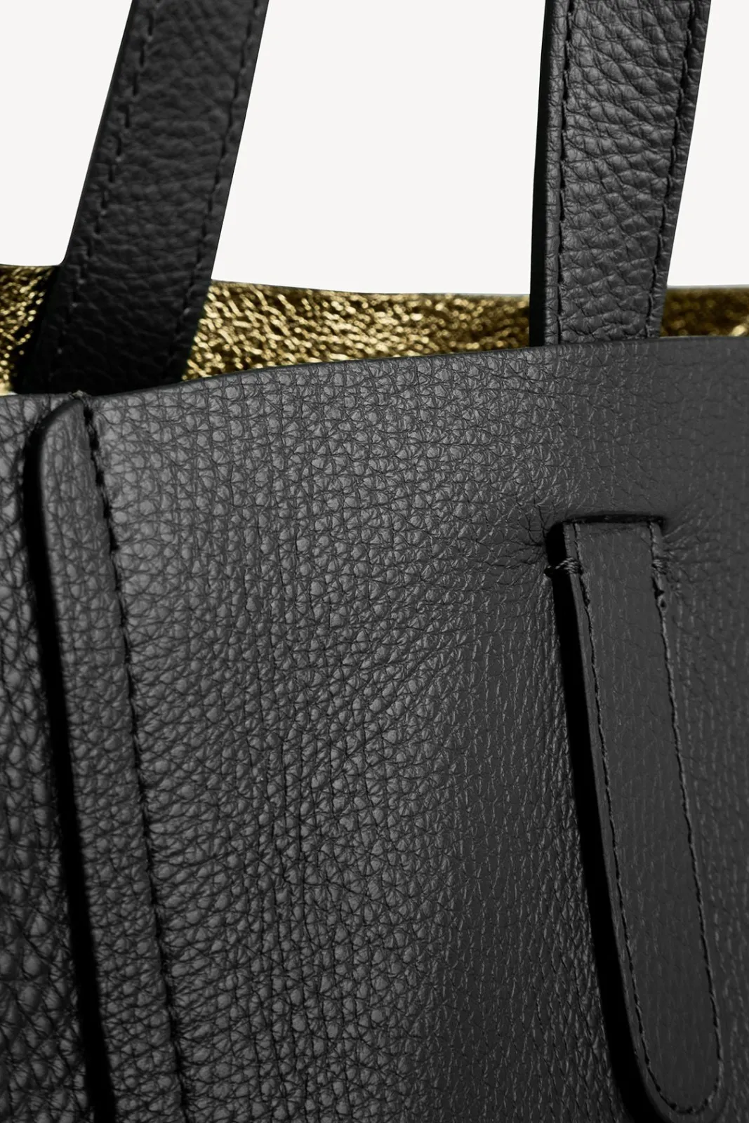 Sale Shopping bag in grainy leather metallic inside - SIMPLE 2 Handbag|Cabas & Tote Bags