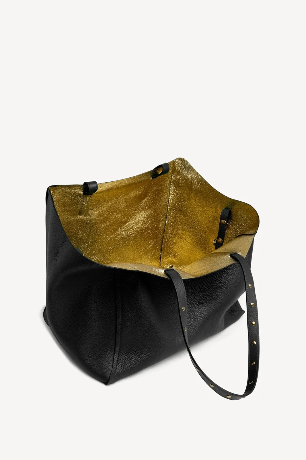 Sale Shopping bag in grainy leather metallic inside - SIMPLE 2 Handbag|Cabas & Tote Bags