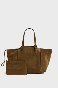 Online Shopping bag in suede leather metallic inside - SIMPLE BAG Handbag