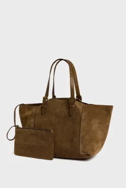 Online Shopping bag in suede leather metallic inside - SIMPLE BAG Handbag
