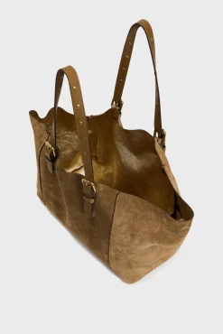 Online Shopping bag in suede leather metallic inside - SIMPLE BAG Handbag