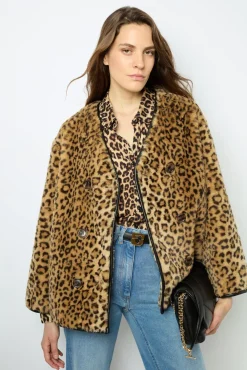Discount Short coat with leopard print - LAISSA Coats