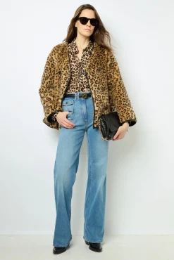 Discount Short coat with leopard print - LAISSA Coats
