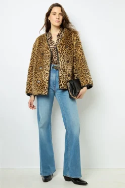 Discount Short coat with leopard print - LAISSA Coats