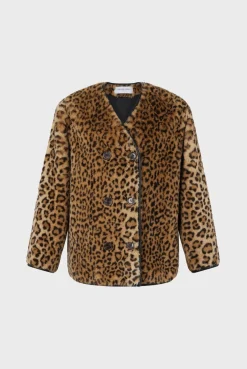 Discount Short coat with leopard print - LAISSA Coats