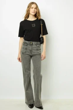 Best Short sleeve T-shirt with studded logo - ANOUCHE Tops & T-Shirts