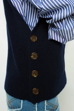 Sale Sleeveless wool ribbed V-neck sweater - LUCCIA Knitwear