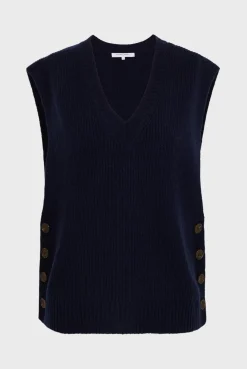 Sale Sleeveless wool ribbed V-neck sweater - LUCCIA Knitwear