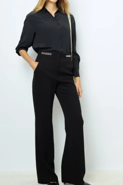 Outlet Soft wide-leg pants with rhinestone - NUALA Trousers
