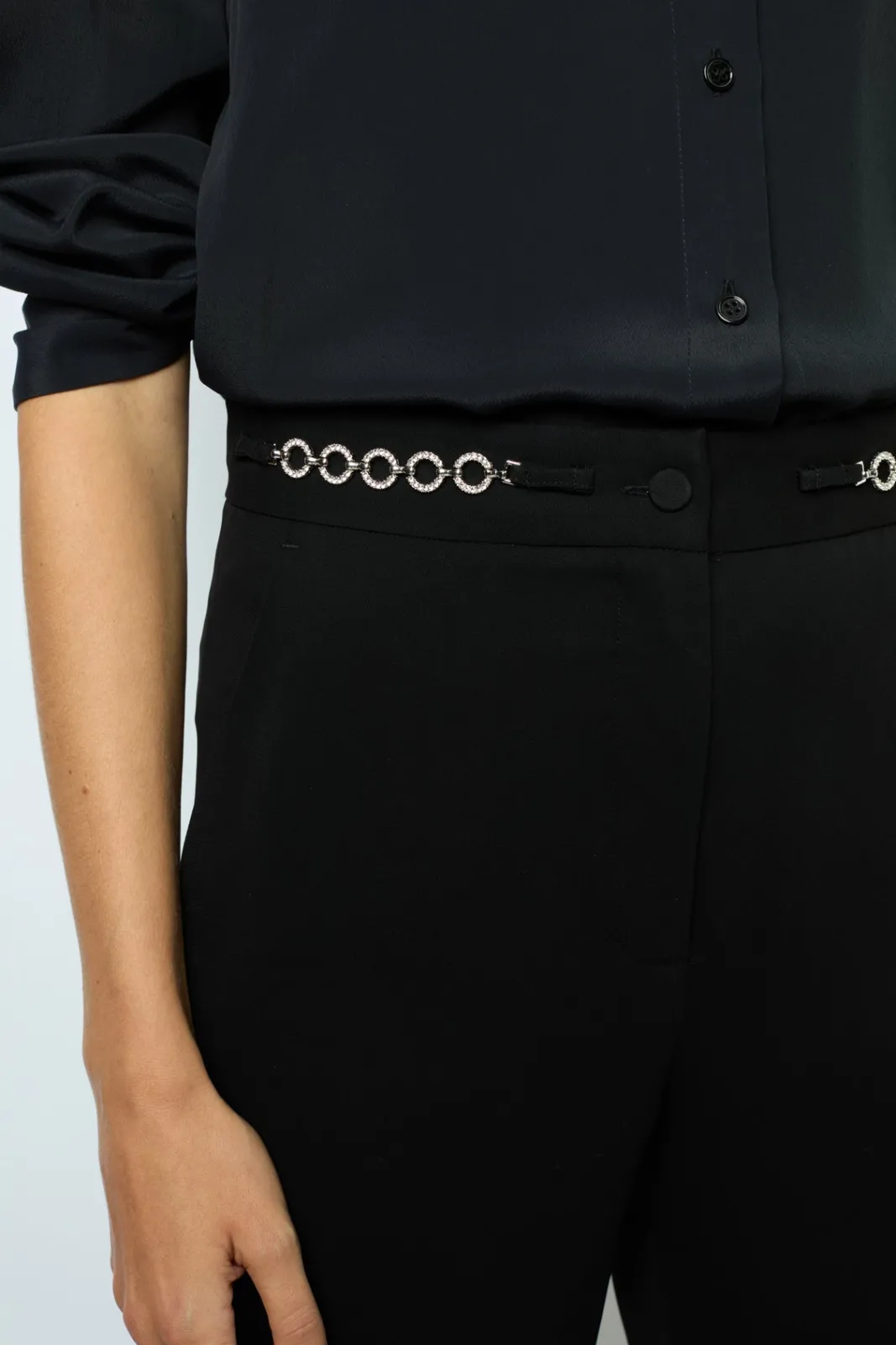 Outlet Soft wide-leg pants with rhinestone - NUALA Trousers