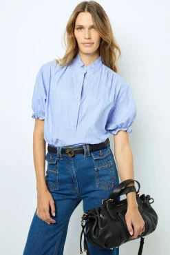 Clearance Striped popelin blouse - BERTINIA Shirts & Blouses