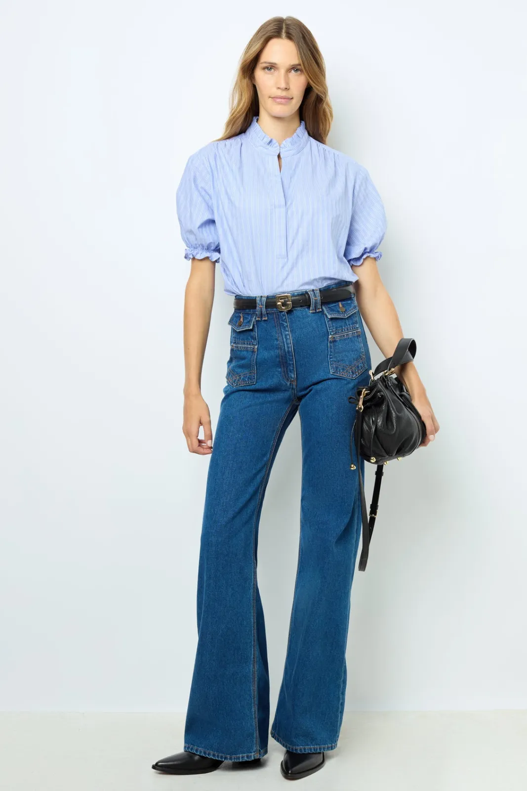 Clearance Striped popelin blouse - BERTINIA Shirts & Blouses