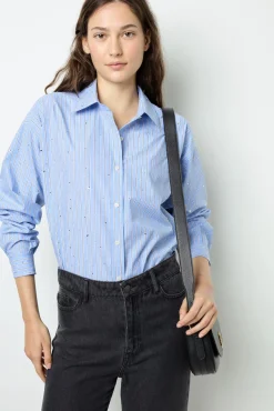 Discount Striped rhinestone shirt - BALLIE Shirts & Blouses