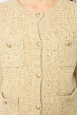 Outlet Thick cardigan with sequins - JANELLY Knitwear