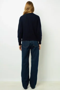 Fashion V-neck sweater with rhinestone - JOHANNE Knitwear