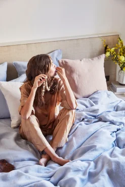 Outlet Washed linen duvet cover - sky blue Duvet Covers