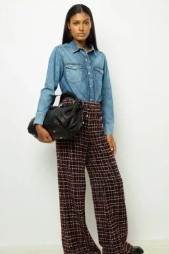 Hot Wide-leg tweed pants -NARIME Trousers|Suits & Outfits