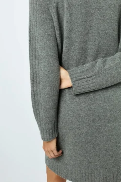 Hot Wool and cashmere stand up collar dress - SOLIA Dresses