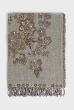 Best Wool scarf with large flower print - DORINE Scarves