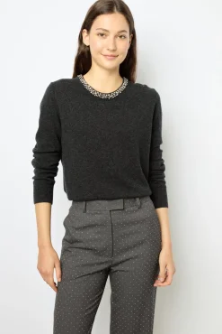 Online Wool sweater with jewel - JOCELYNE Knitwear