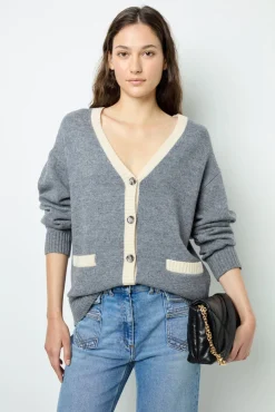 Hot Wool two-coloured cardigan - JANNICE Knitwear
